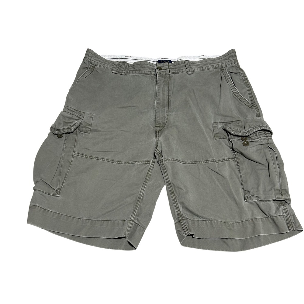 Polo Ralph Lauren Cargo Shorts Mens 40T 10" Gray Cotton Classic Fit Y2K